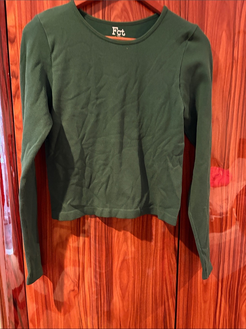 FCT Dark Green Ribbed Long-Sleeve Crew Top new never used